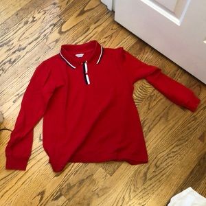 Red, white and blue collared shirt